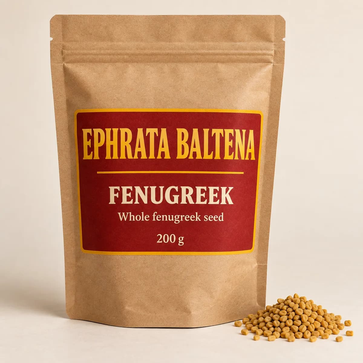 Illustration of a packaged Fenugreek pouch