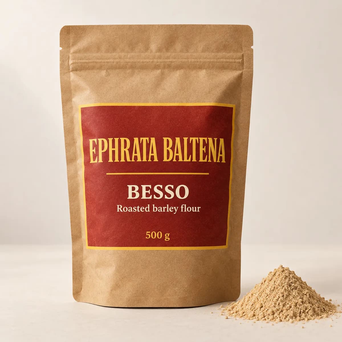 Illustration of a packaged Besso pouch