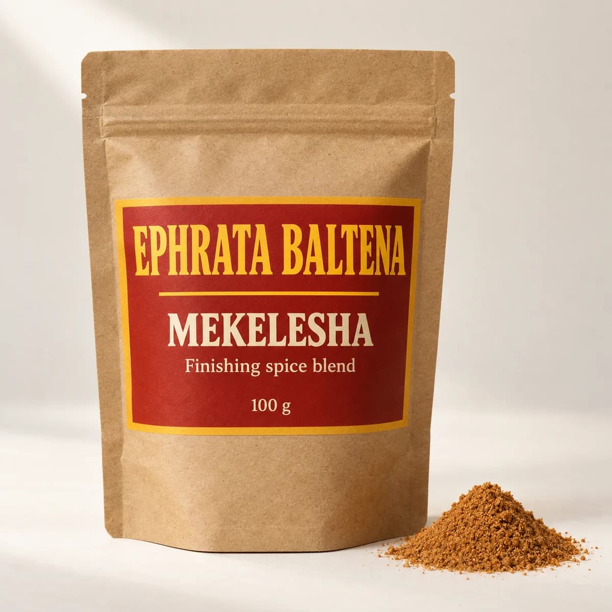 Illustration of a packaged Mekelesha pouch