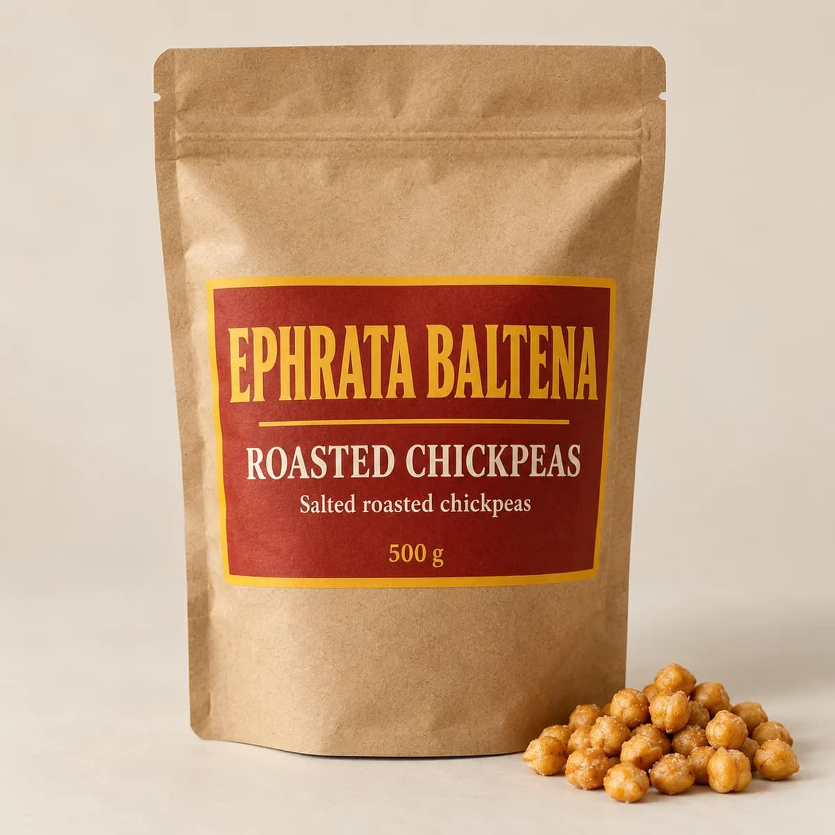 Illustration of a packaged Roasted chickpeas pouch