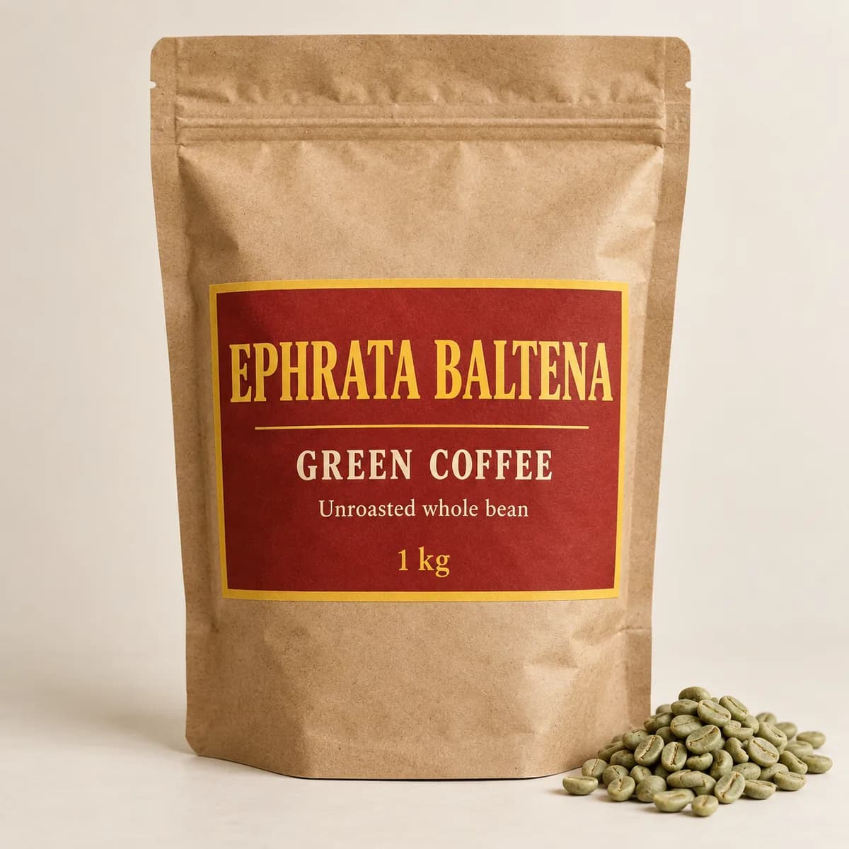 Illustration of a packaged Green coffee pouch