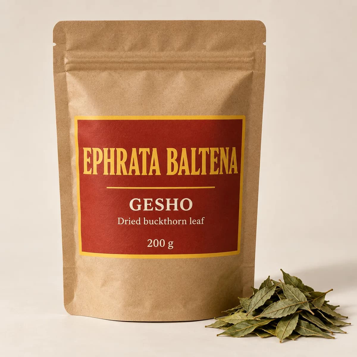 Illustration of a packaged Gesho pouch