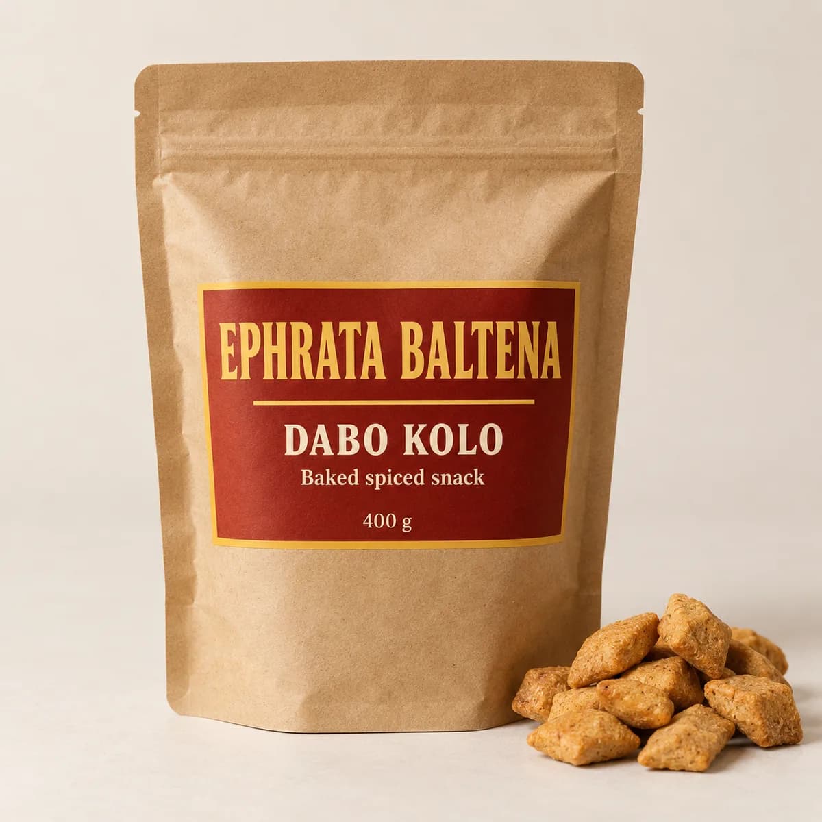 Illustration of a packaged Dabo kolo pouch
