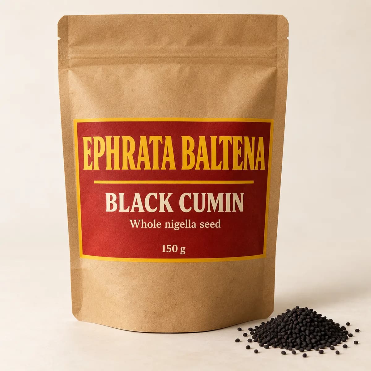 Illustration of a packaged Black cumin pouch