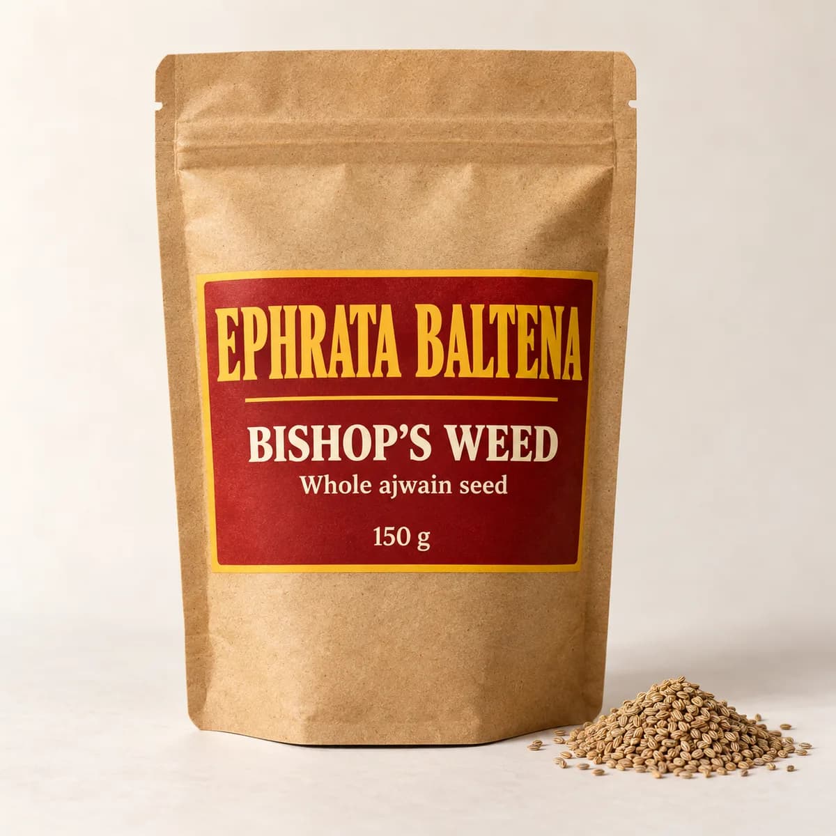 Illustration of a packaged Bishop's weed pouch