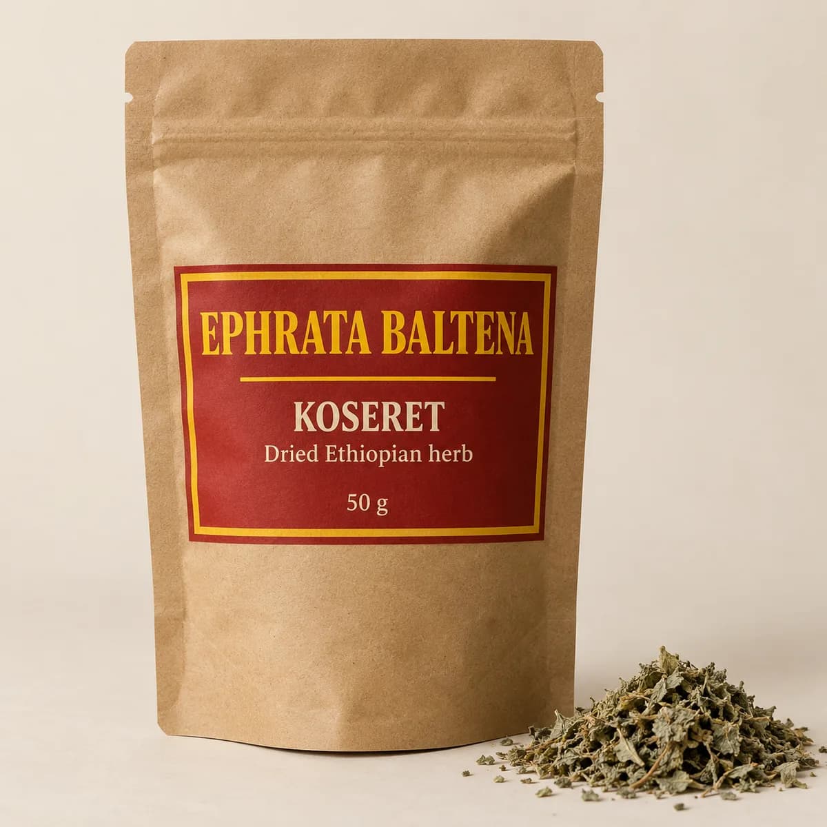 Illustration of a packaged Koseret pouch