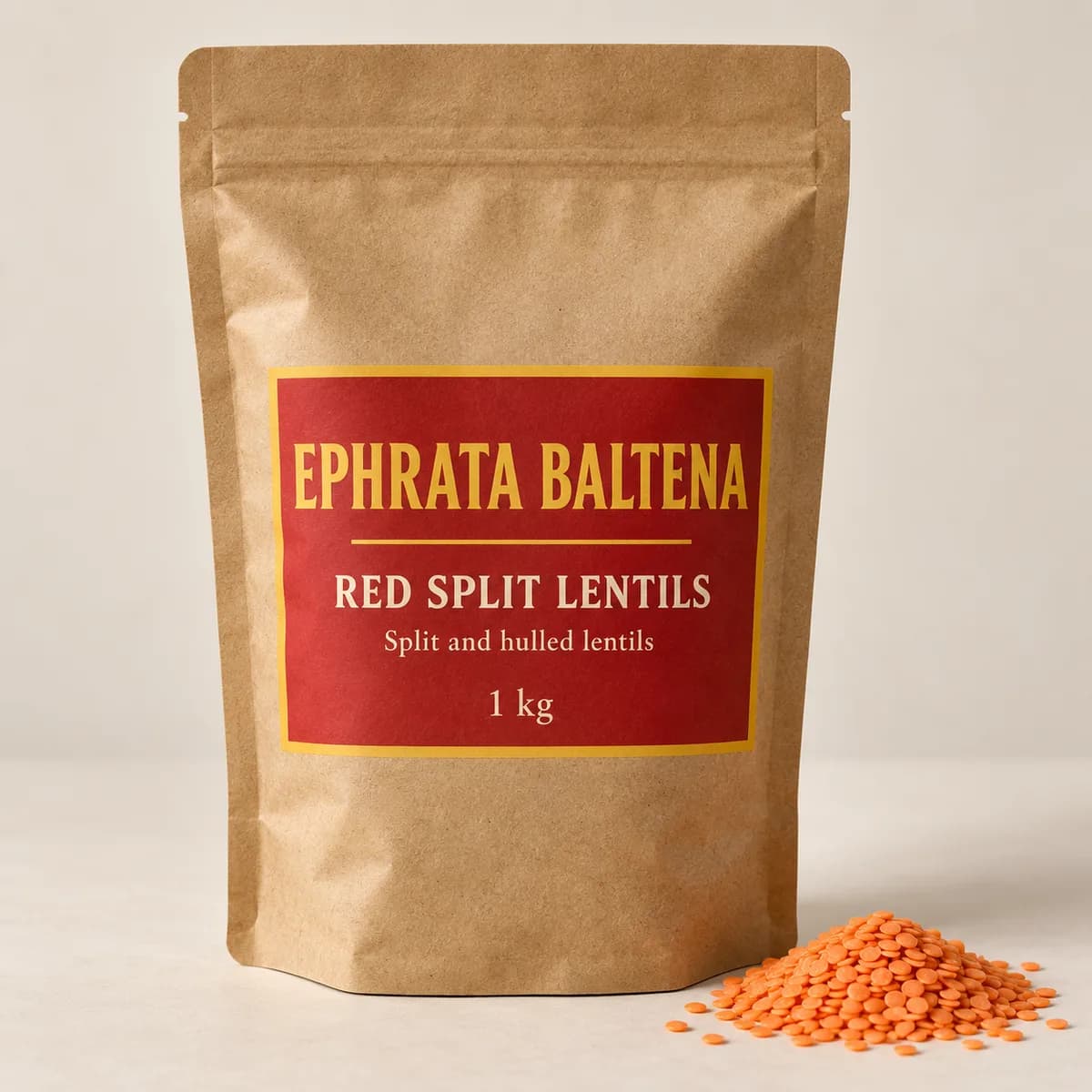 Illustration of a packaged Red split lentils pouch