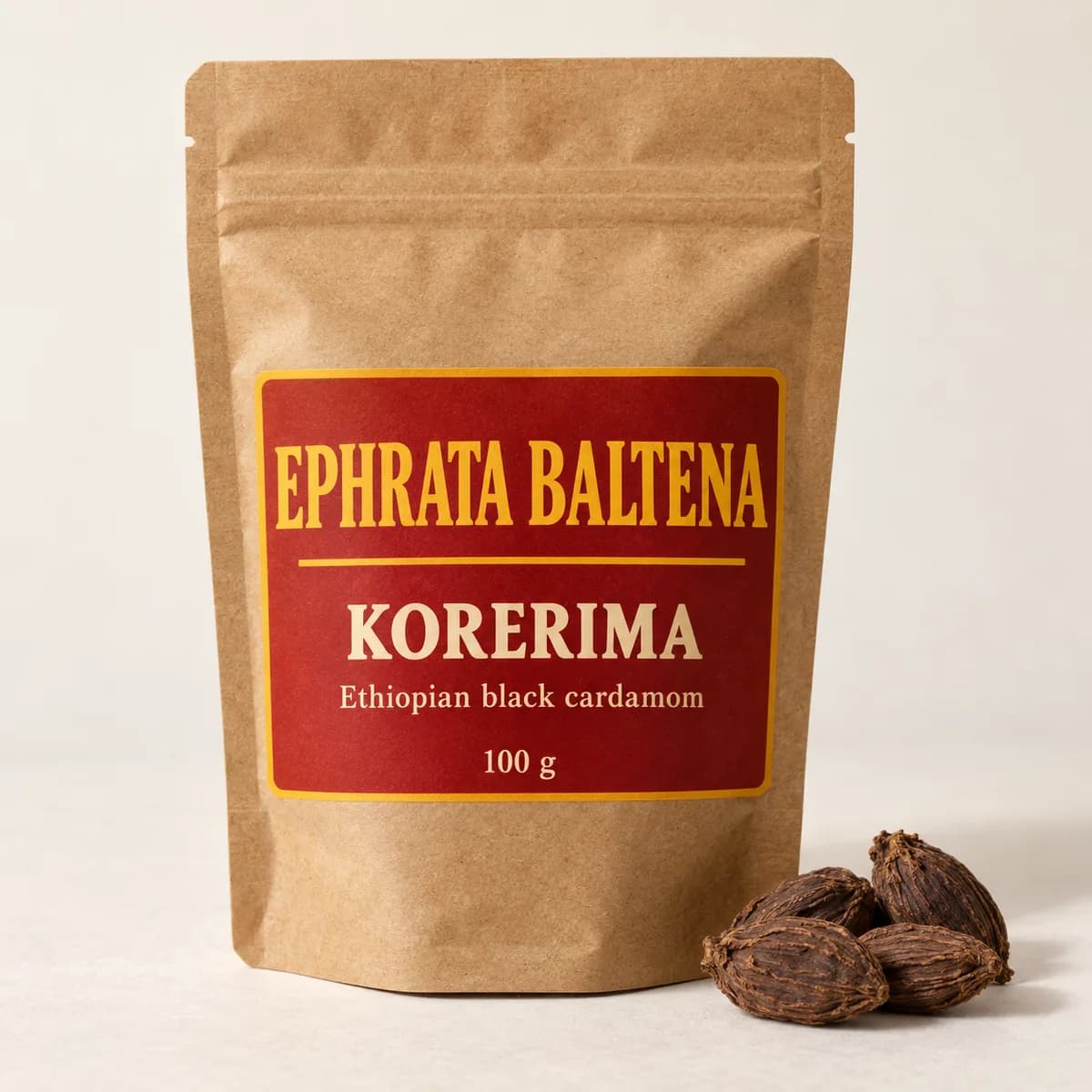 Illustration of a packaged Korerima pouch