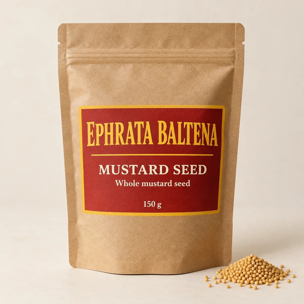 Illustration of a packaged Mustard seed pouch